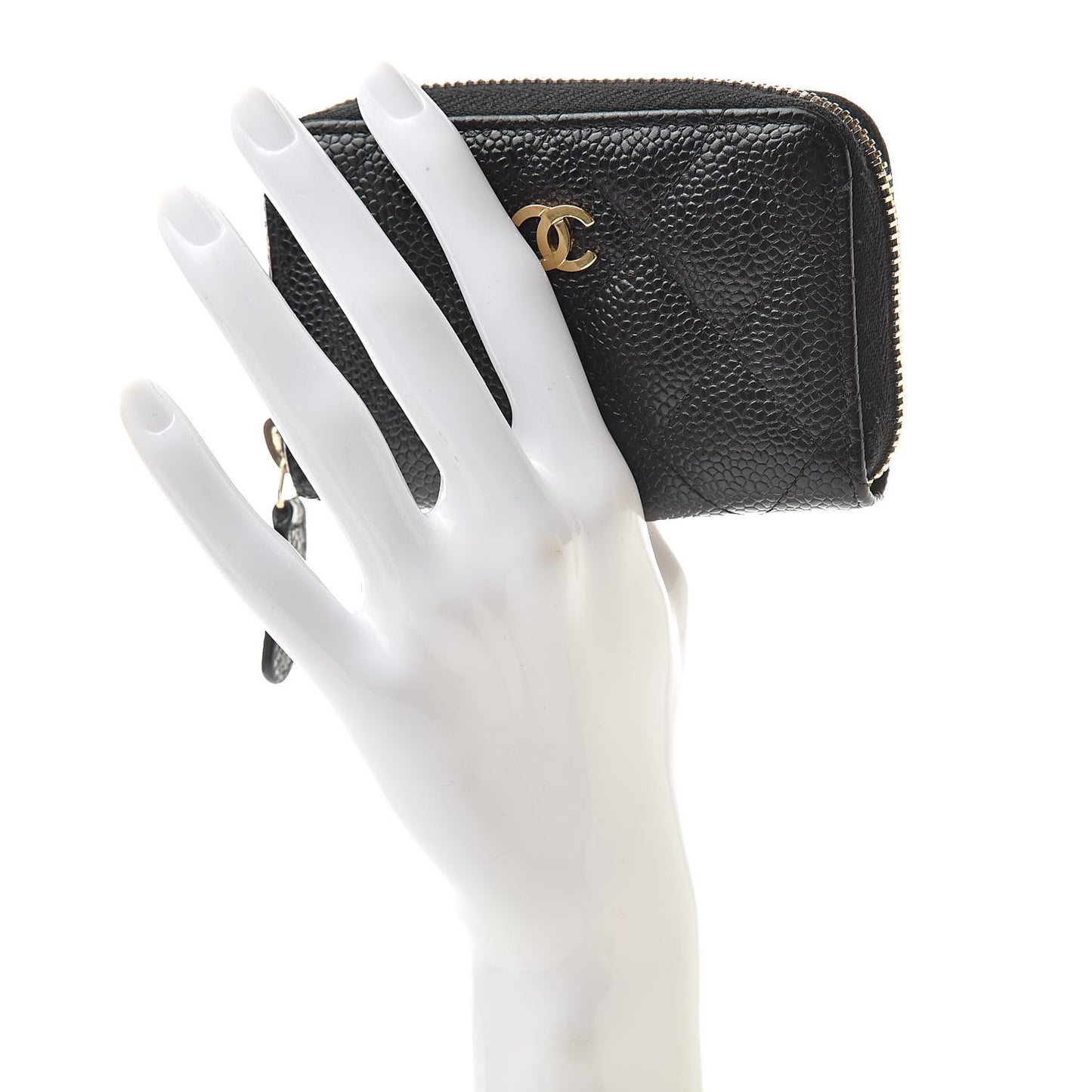 Caviar Quilted Zip Coin Purse Black