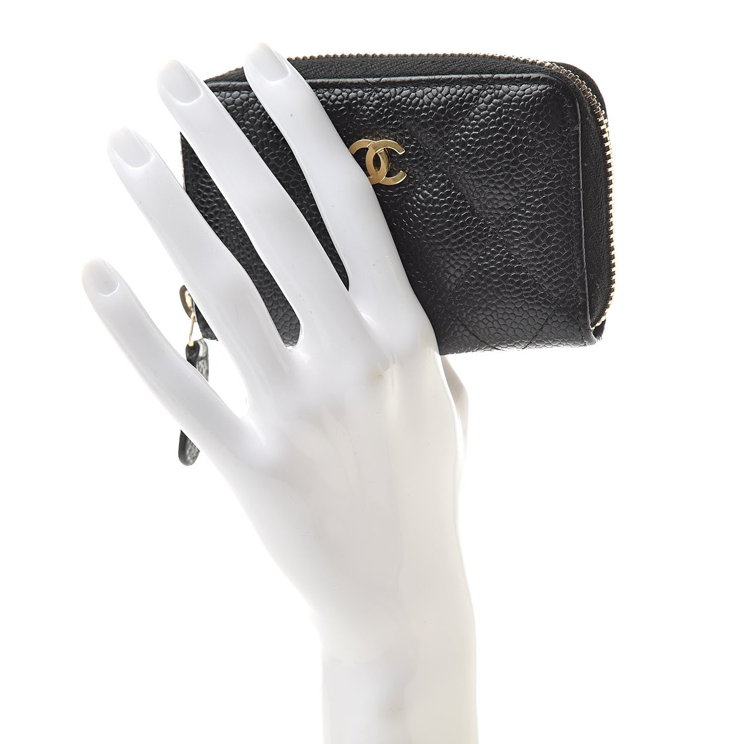Chanel Caviar Quilted Zip Coin Purse Black 2 of 10