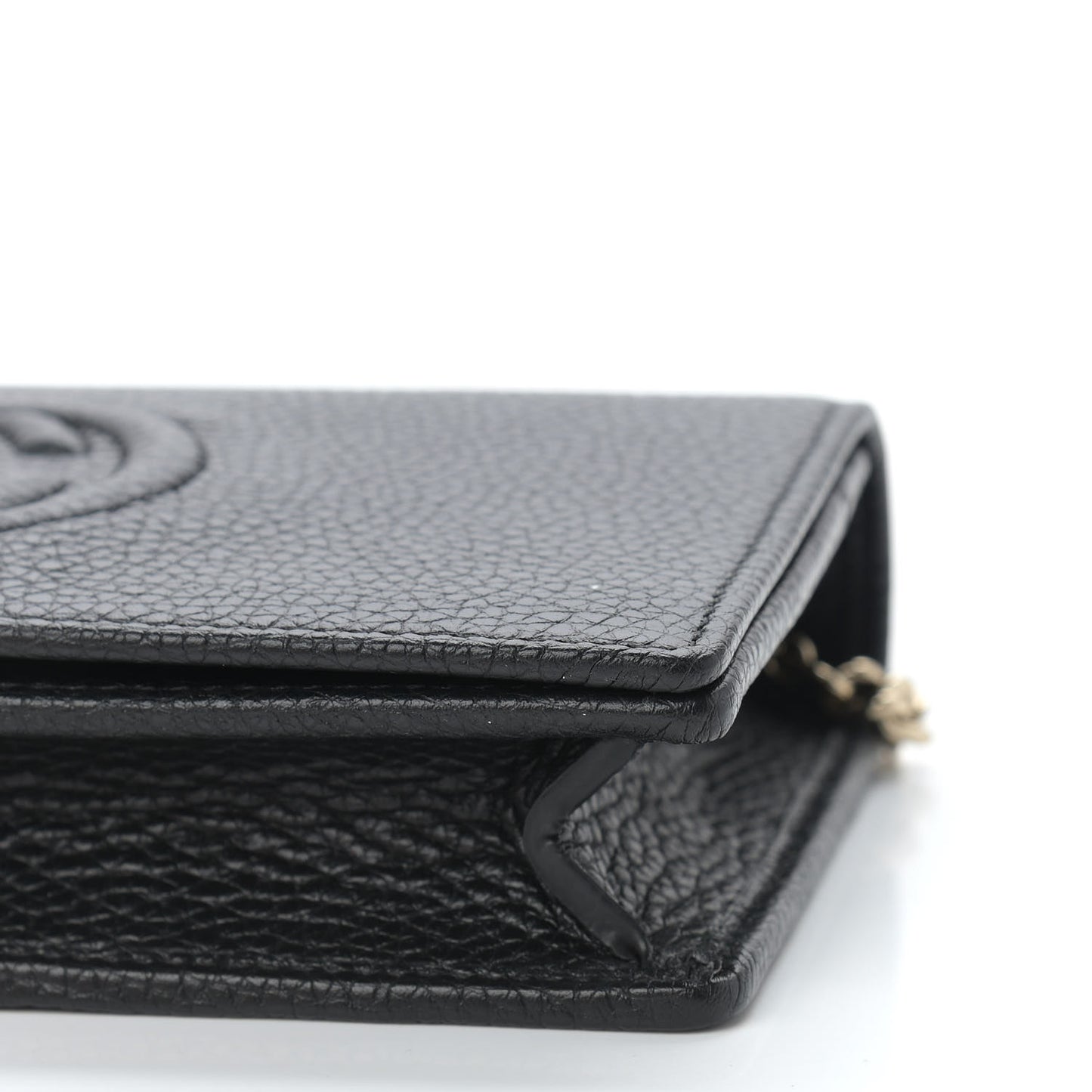 Pebbled Calfskin Soho Wallet on Chain Black