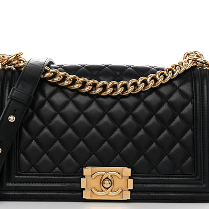 Chanel Lambskin Quilted Medium Boy Flap Black 7 of 9