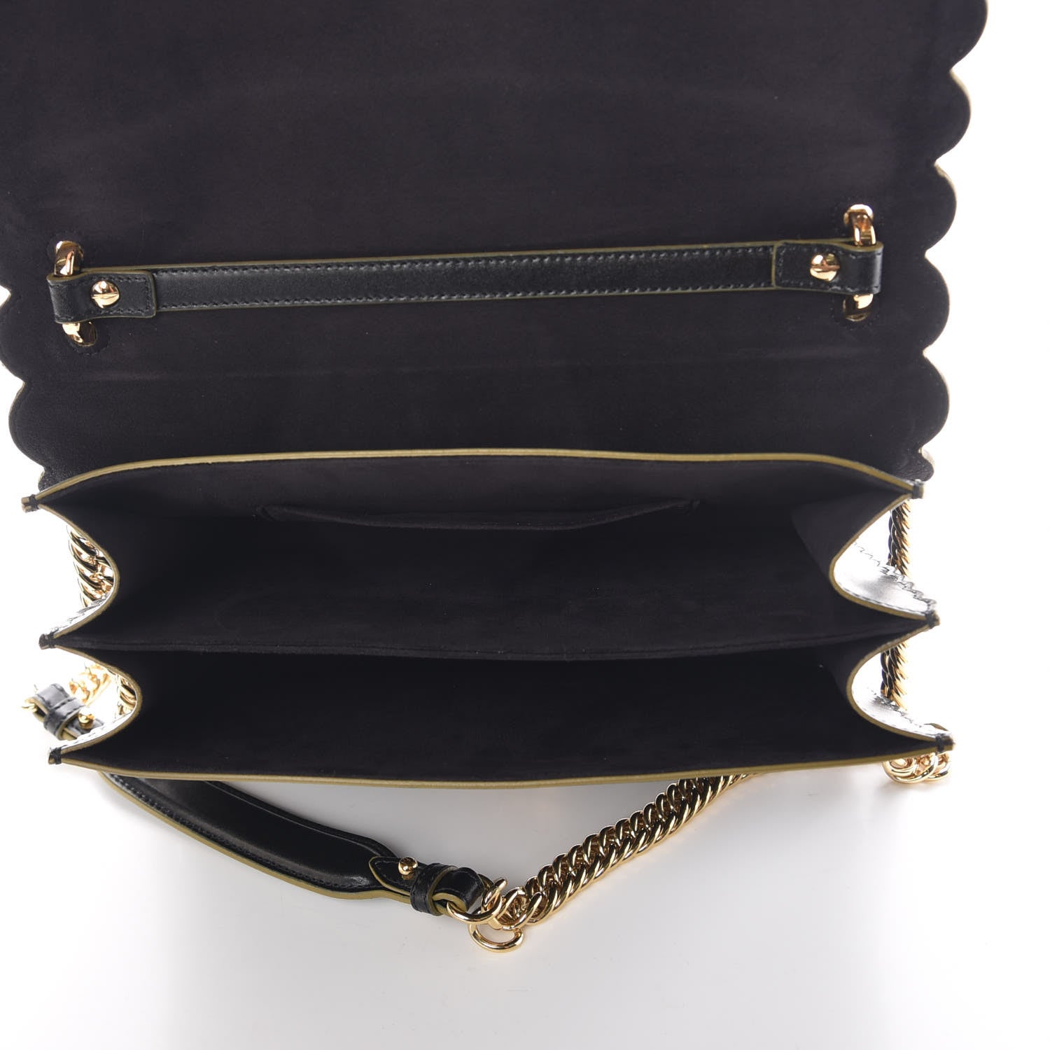 Fendi Vitello Liberty Scalloped Studded Kan I Shoulder Bag Black 5 of 9