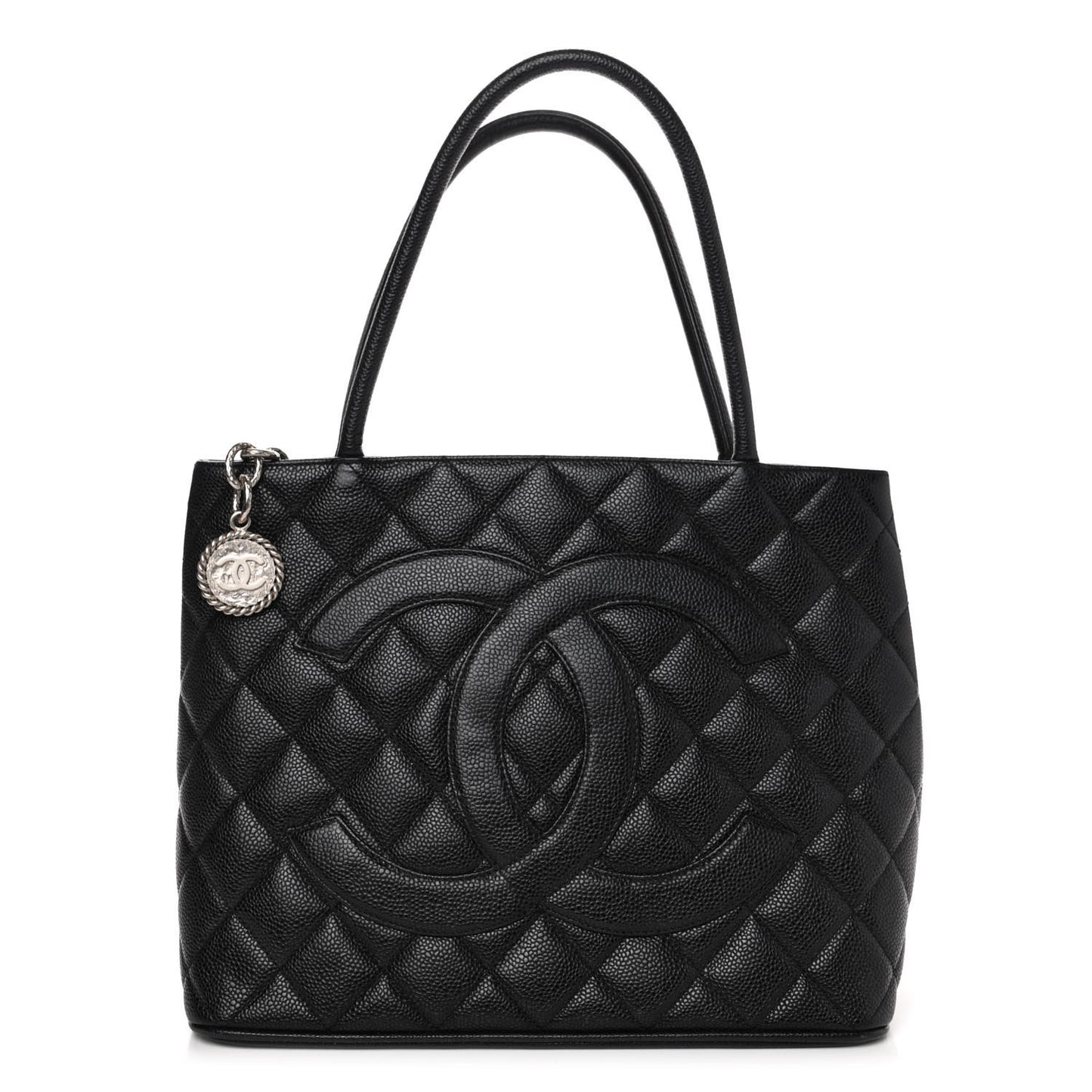 Caviar Quilted Medallion Tote Black