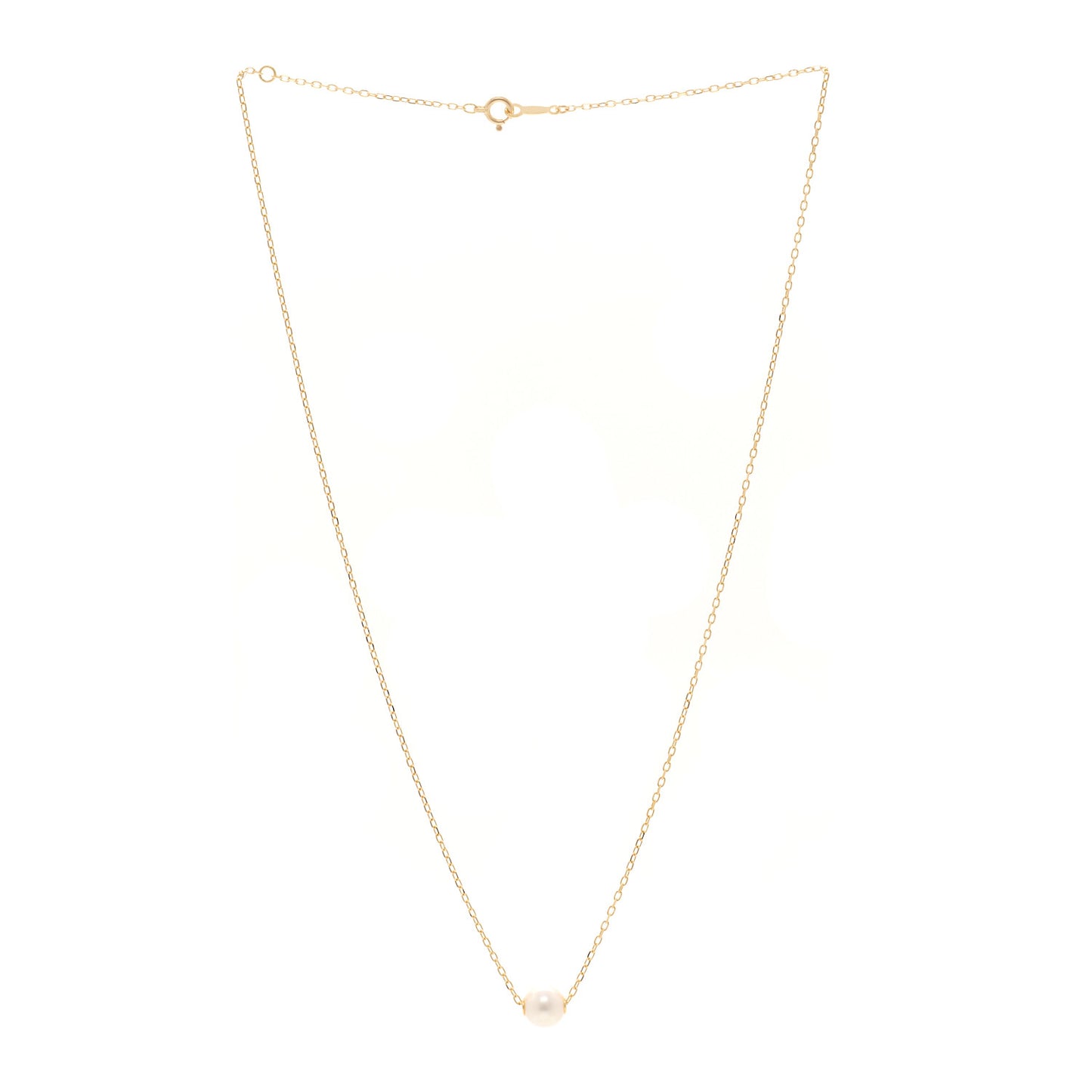 18K Yellow Gold Akoya Cultured Pearl 7mm Single Pendant Necklace