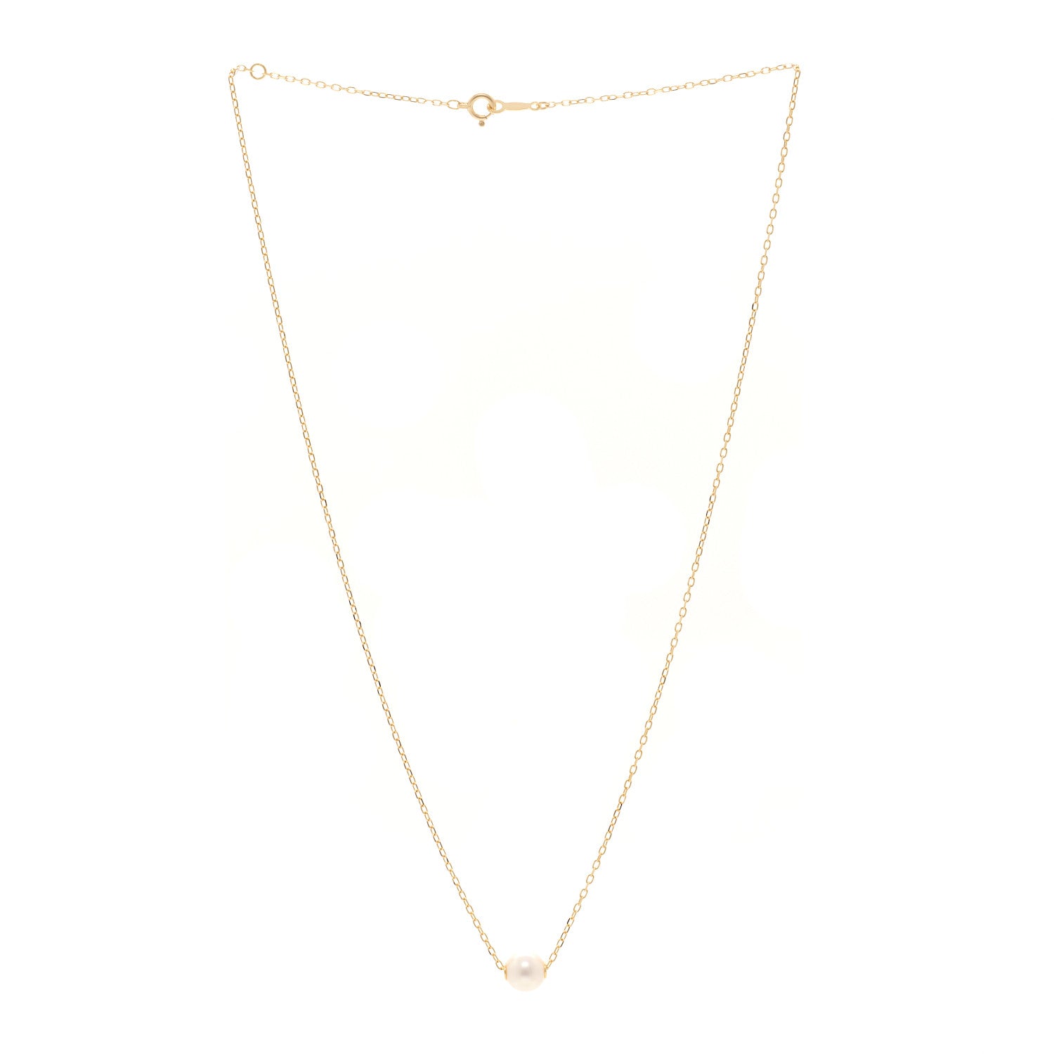 Mikimoto 18K Yellow Gold Akoya Cultured Pearl 7mm Single Pendant Necklace 3 of 5