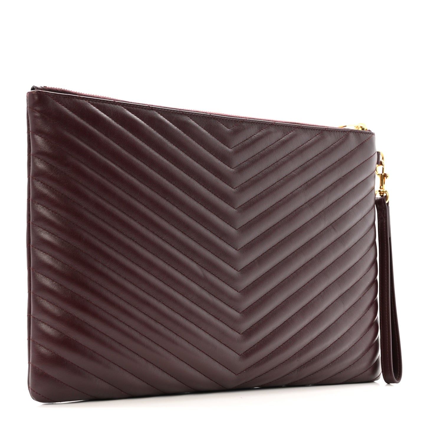 Calfskin Matelasse Chevron Monogram Document Holder Amaranto