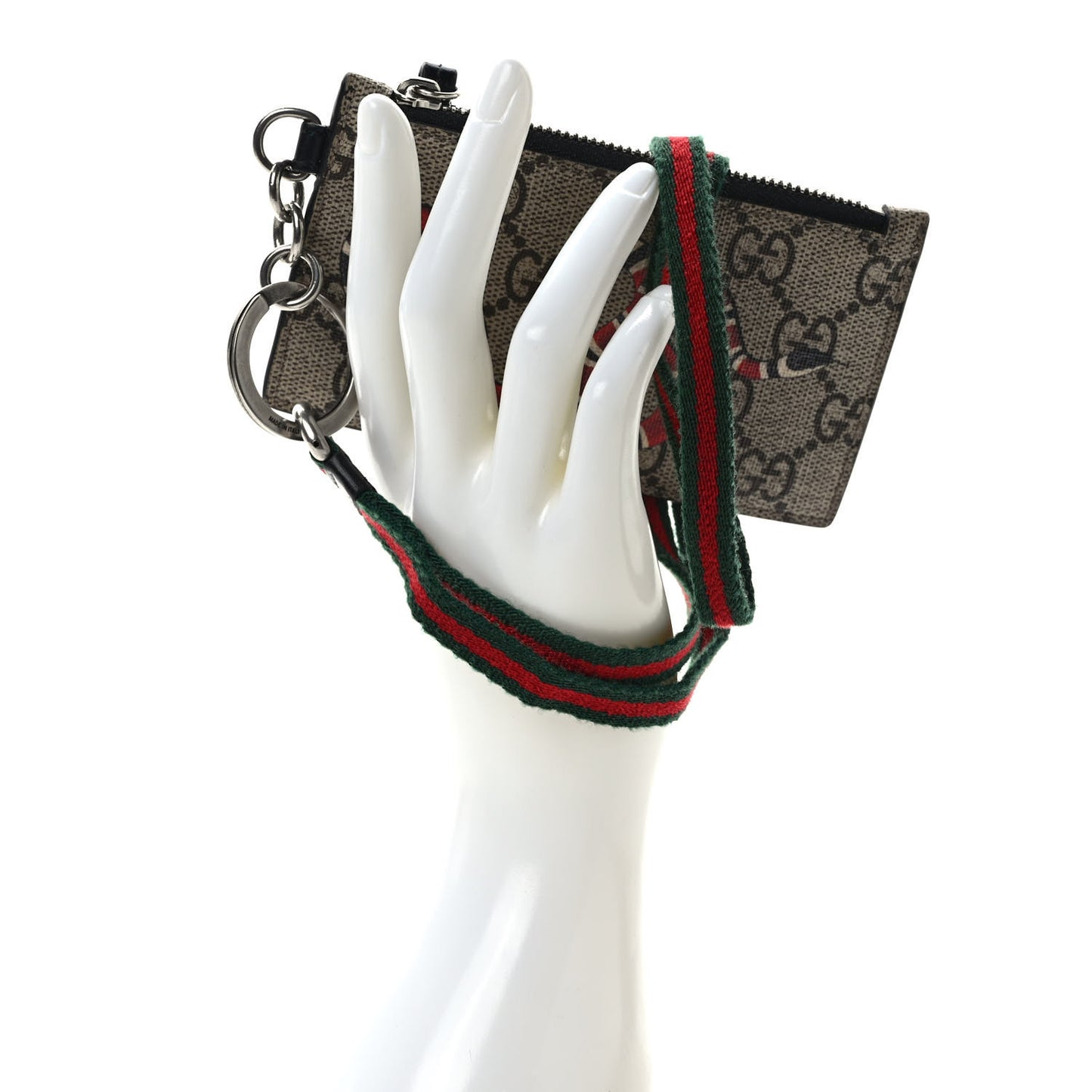 GG Supreme Monogram Kingsnake Lanyard Coin Case Card Holder