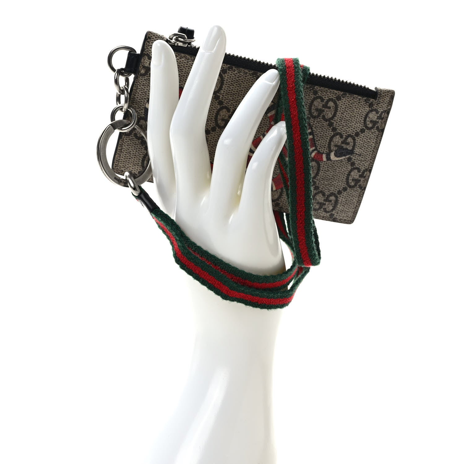 Gucci GG Supreme Monogram Kingsnake Lanyard Coin Case Card Holder 2 of 8