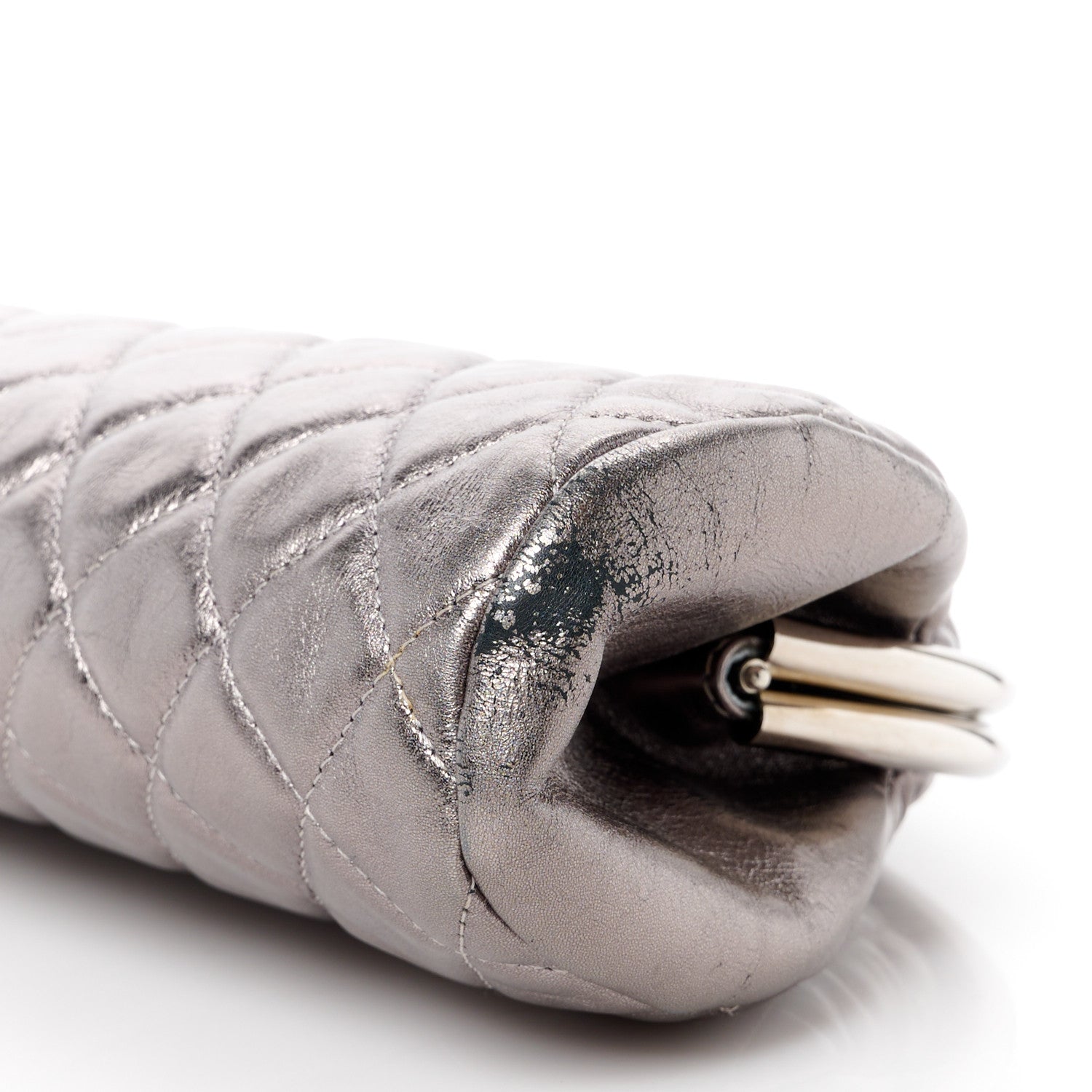 Chanel Metallic Aged Calfskin Quilted Timeless Clutch Silver 11 of 12