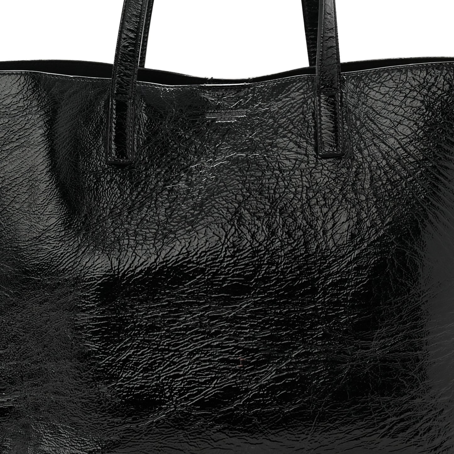 Patent Calfskin Large Shopping Tote Black