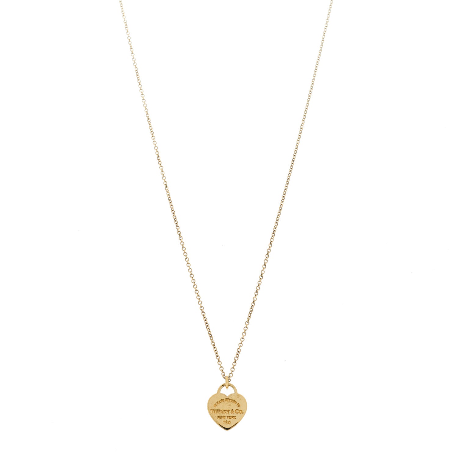 Tiffany 18K Yellow Gold Mini Return to Tiffany Heart Tag Pendant Necklace 1 of 5