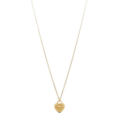 Tiffany 18K Yellow Gold Mini Return to Tiffany Heart Tag Pendant Necklace 1 of 5
