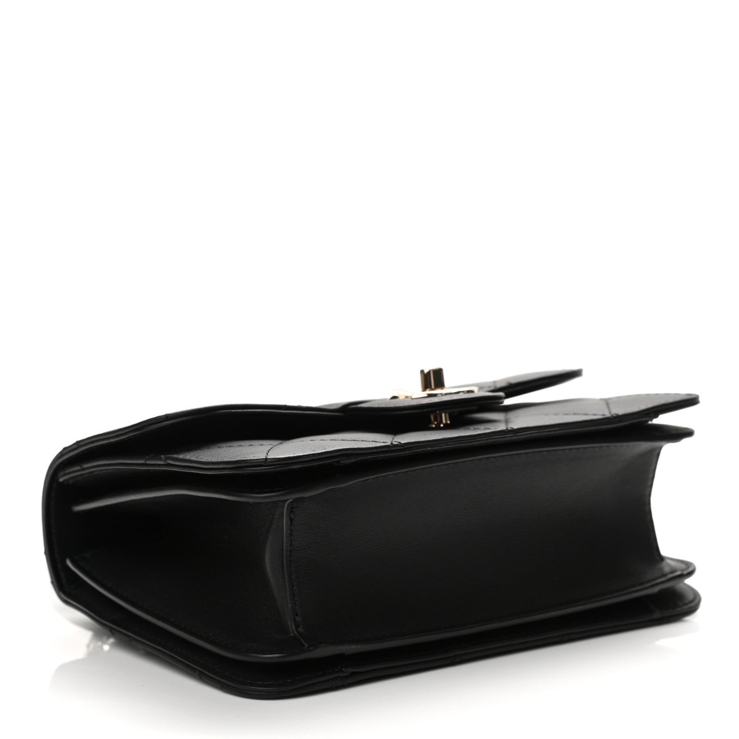 Calfskin Quilted Small Top Handle Flap Black