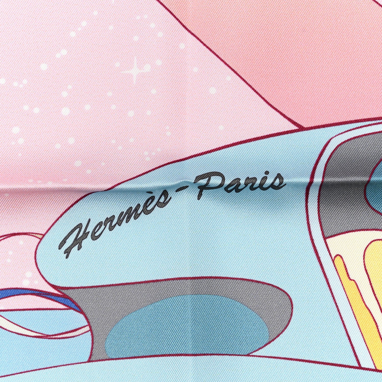 Hermes Silk Space Derby Scarf 90 Rose Pale Ciel Jaune 2 of 5