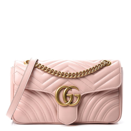 Gucci Calfskin Matelasse Small GG Marmont Shoulder Bag Perfect Pink 1 of 10
