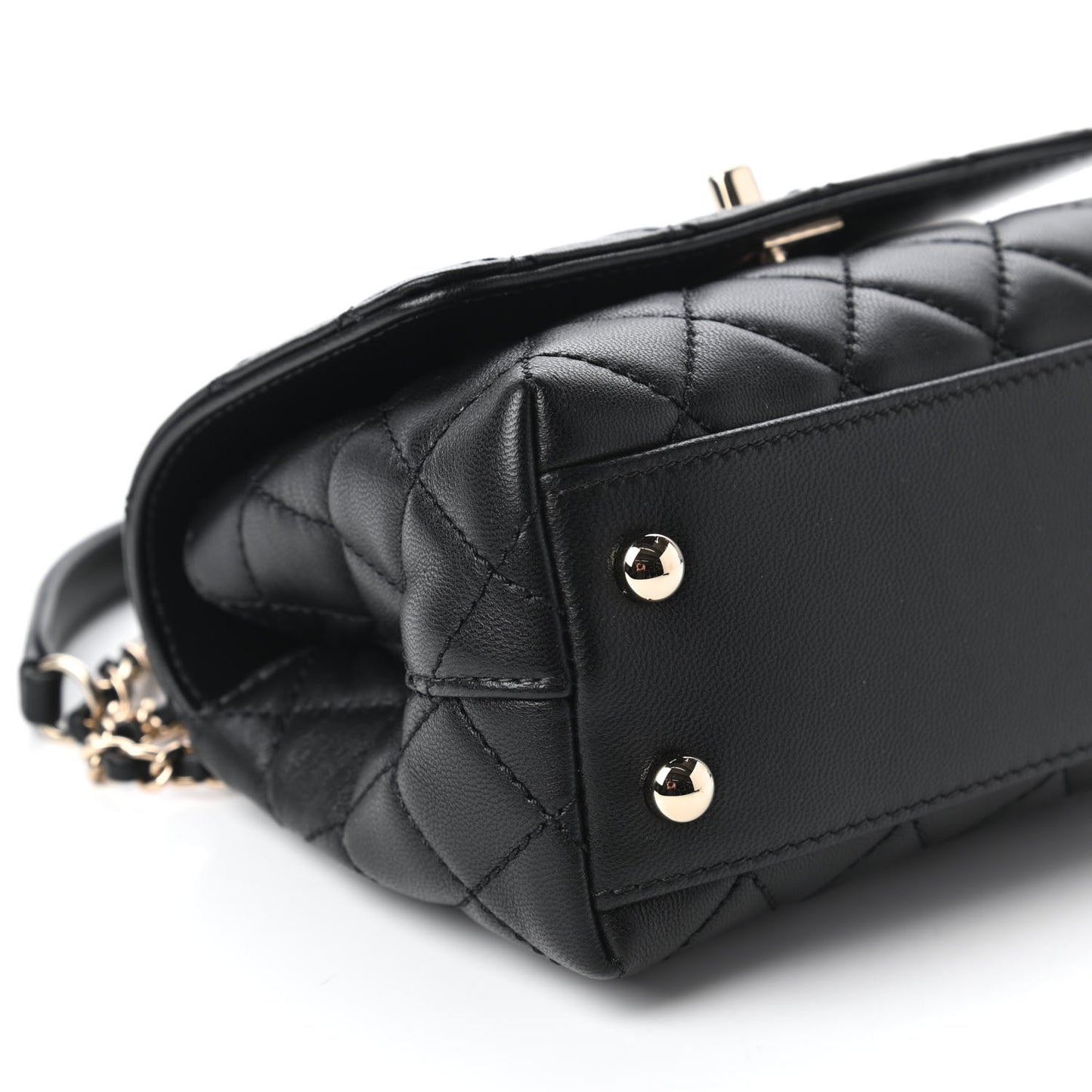 Goatskin Quilted Rainbow Extra Mini Coco Handle Flap Black