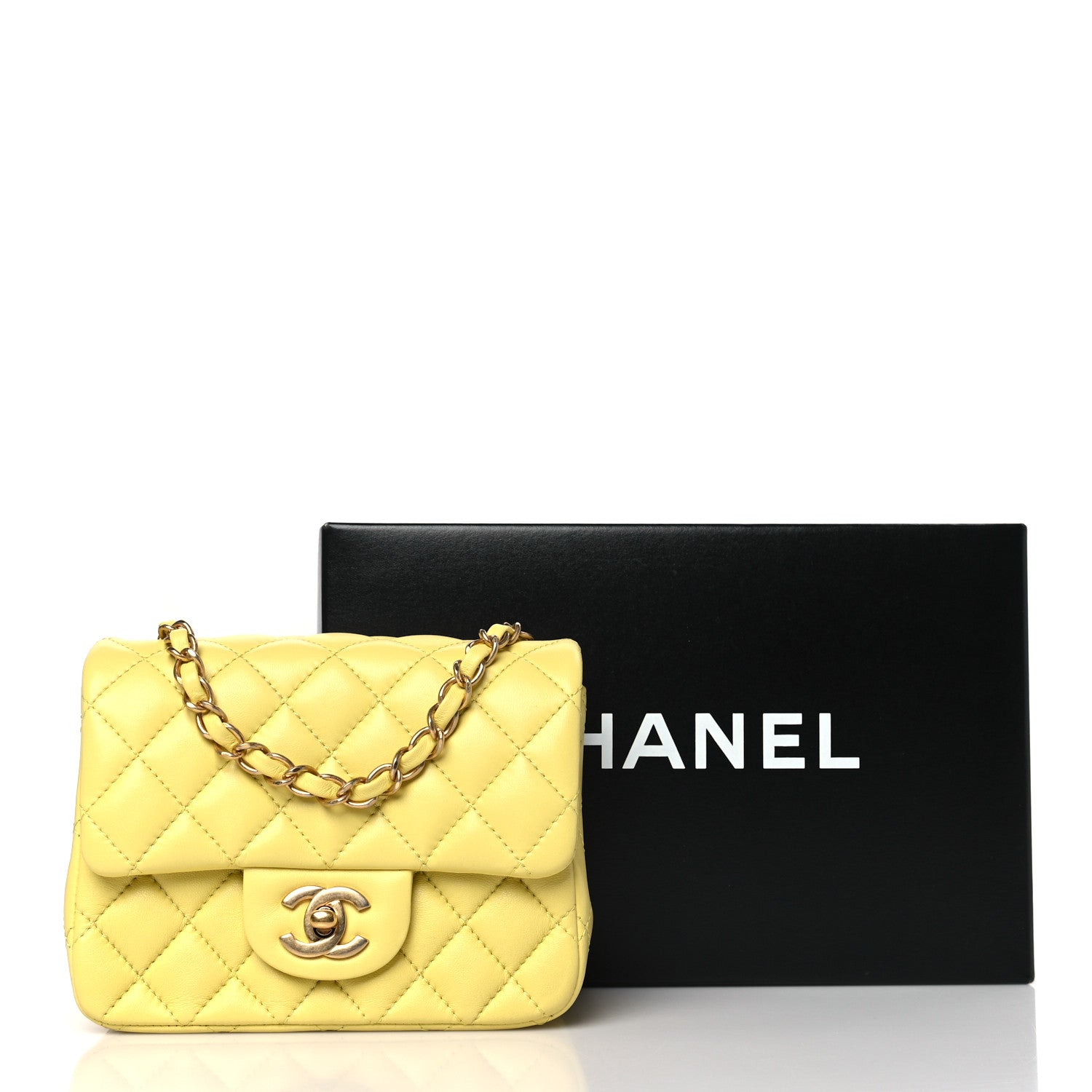 Chanel Lambskin Quilted Mini Square Flap Yellow 9 of 9