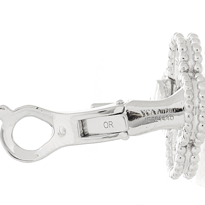 18K White Gold Diamond Vintage Alhambra Earrings