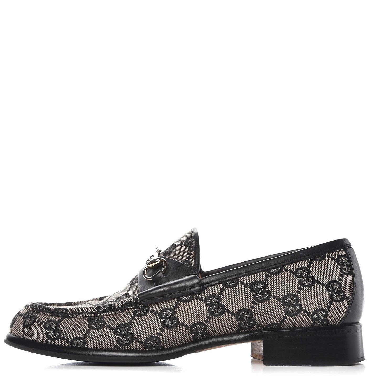Monogram Calfskin Womens Horsebit Loafers 7 Black