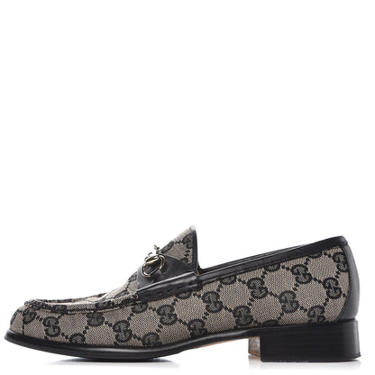 Gucci Monogram Calfskin Womens Horsebit Loafers 7 Black 1 of 11
