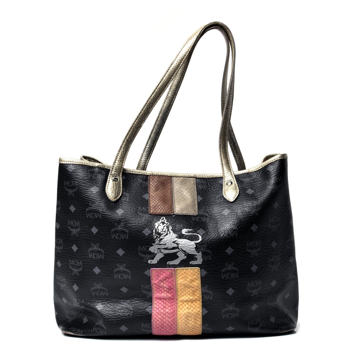 Visetos Striped Munich Lion Tote Black