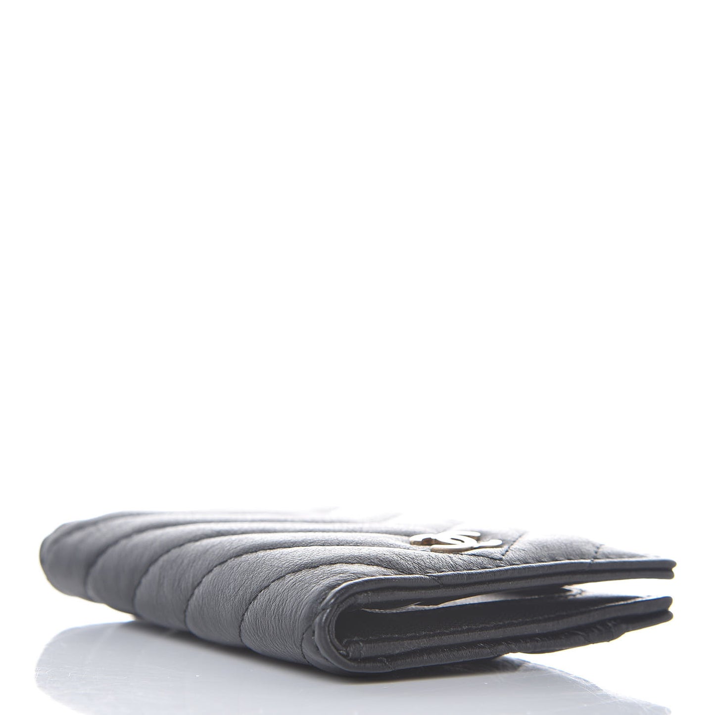 Sheepskin Chevron Card Holder Wallet Black