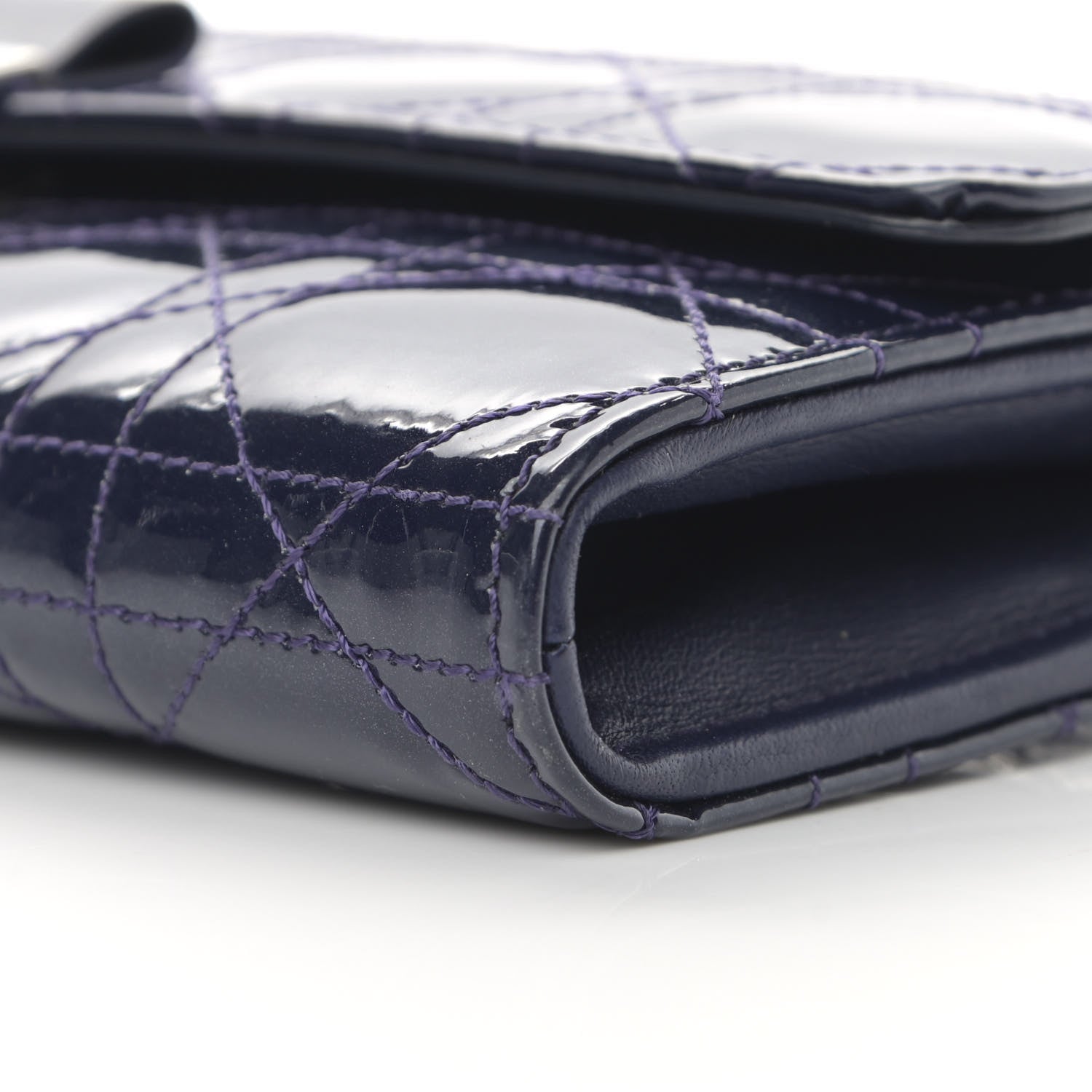 Christian Dior Patent Cannage Miss Dior Chain Wallet Purple 10 of 12