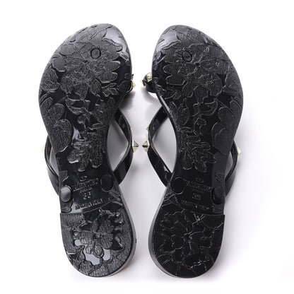 Valentino Garavani PVC Jelly Rockstud Bow Thong Sandals 36 Black 5 of 8
