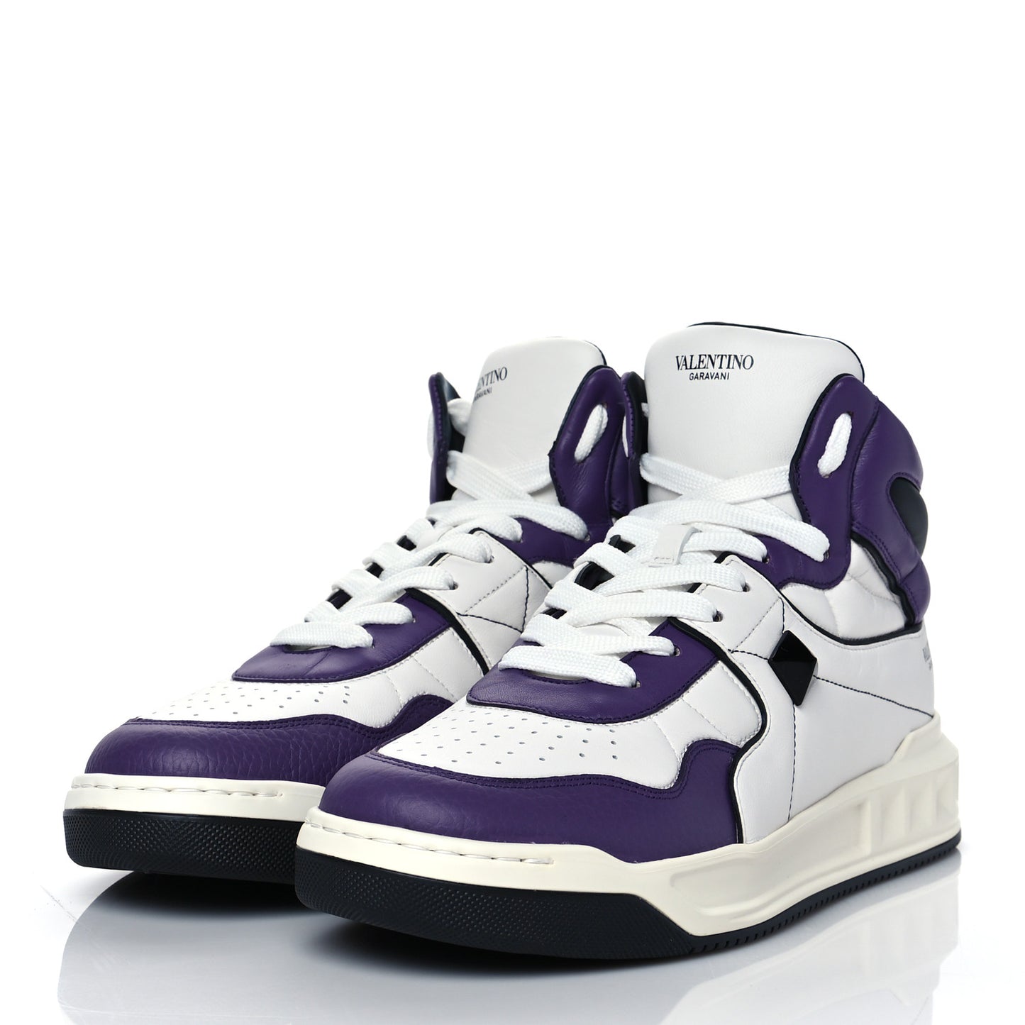 Nappa Mens One Stud High Top Sneakers 43 White Indian Violet Black