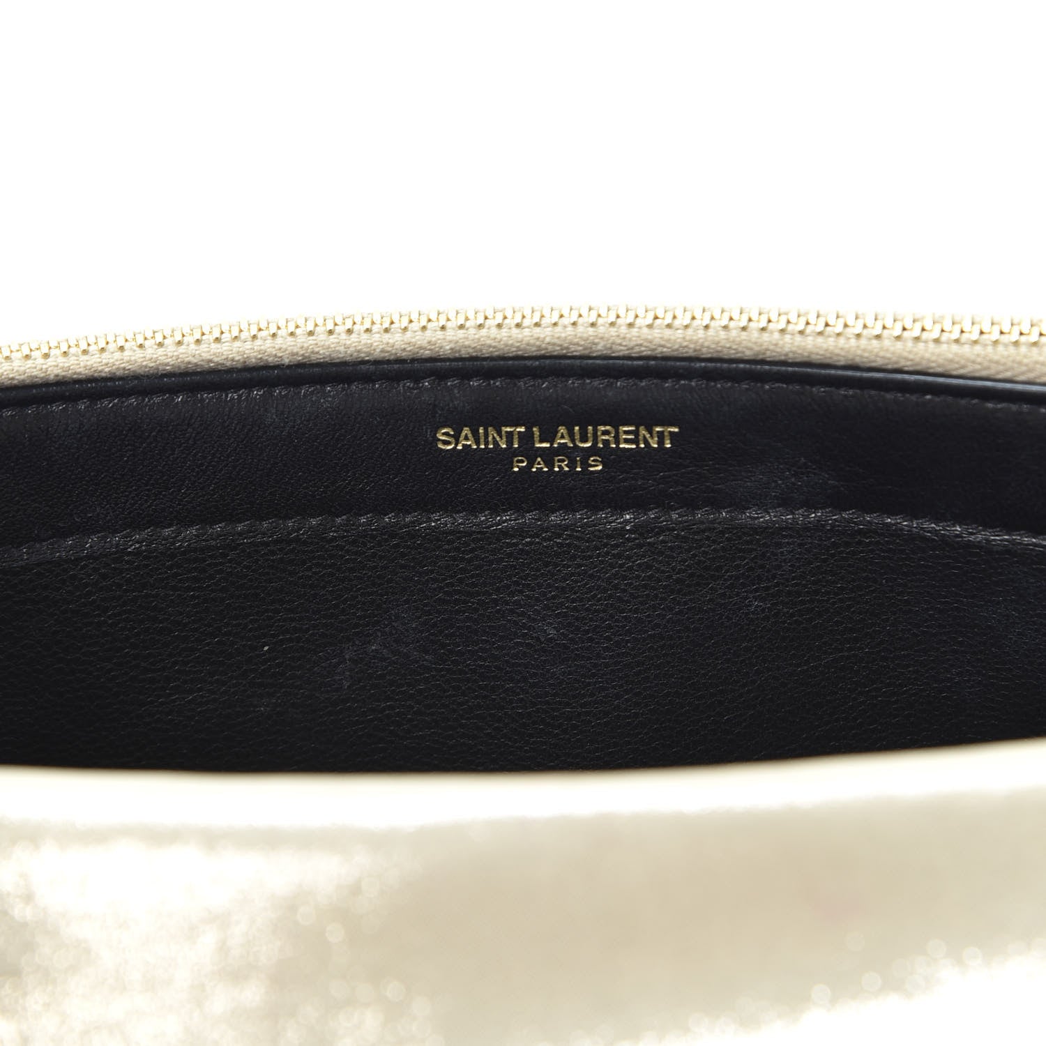 Saint Laurent Metallic Fabric Monogram Envelope Chain Wallet Champagne 10 of 15