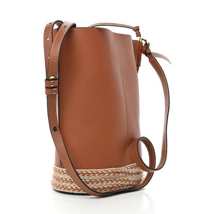 Loewe Calfskin Raffia Gate Bucket Bag Tan 3 of 10