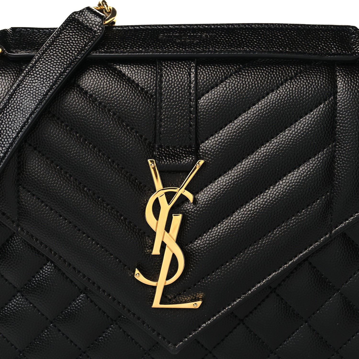 Saint Laurent Grain De Poudre Textured Mixed Matelasse Triquilt Medium Monogram Satchel Black 7 of 9