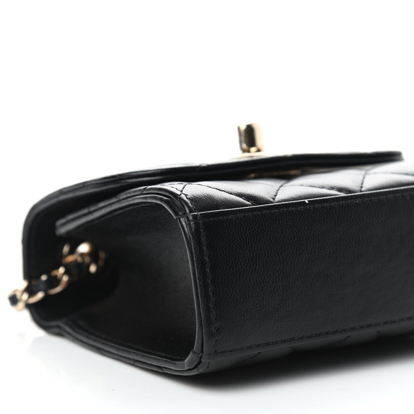 Lambskin Quilted Mini Trendy CC Chain Wallet Black