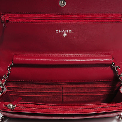 Chanel Lambskin Quilted Wallet On Chain WOC Red 9 of 9