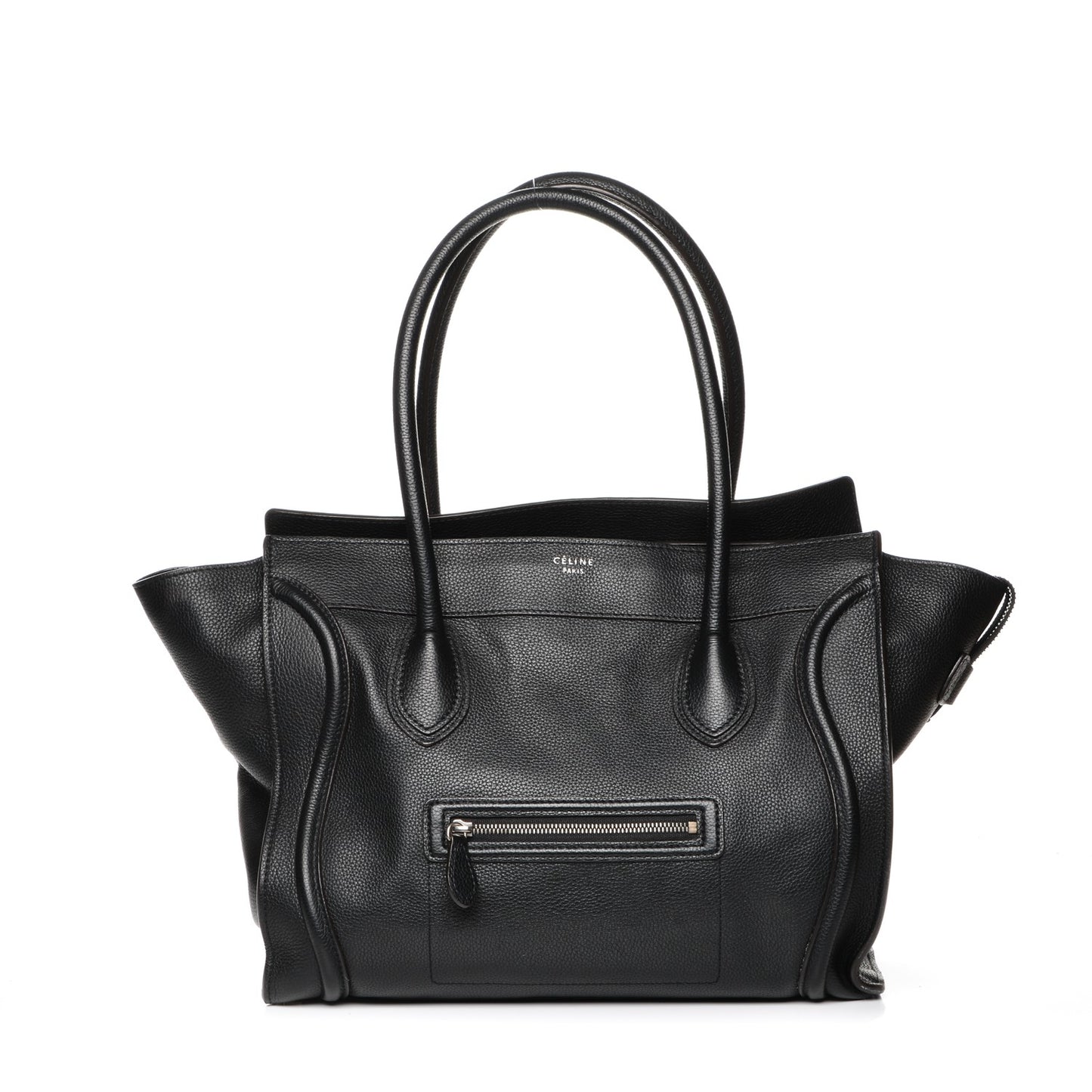 Drummed Calfskin Shoulder Luggage Black