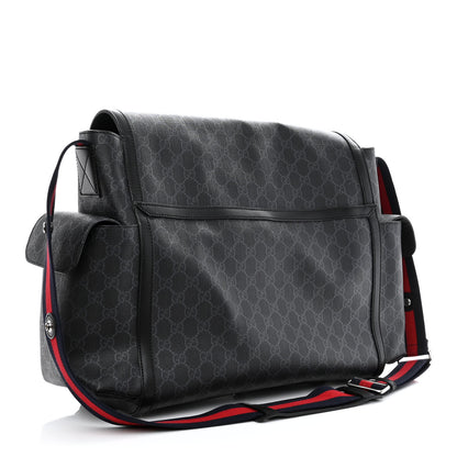 Gucci GG Supreme Monogram Web Messenger Diaper Bag Black Grey 3 of 10