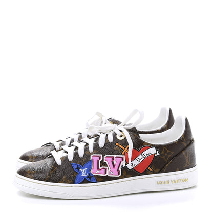 Louis Vuitton Calfskin Monogram LV Black Heart Sneakers 38 Cacao 3 of 8