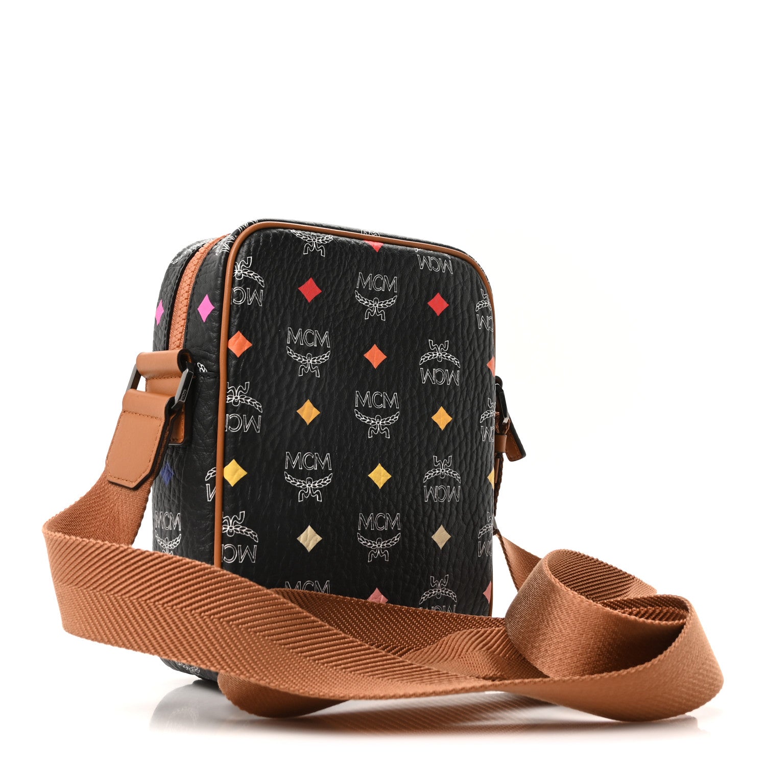 MCM Skyoptic Visetos Camera Crossbody Bag Spectrum Diamond Black