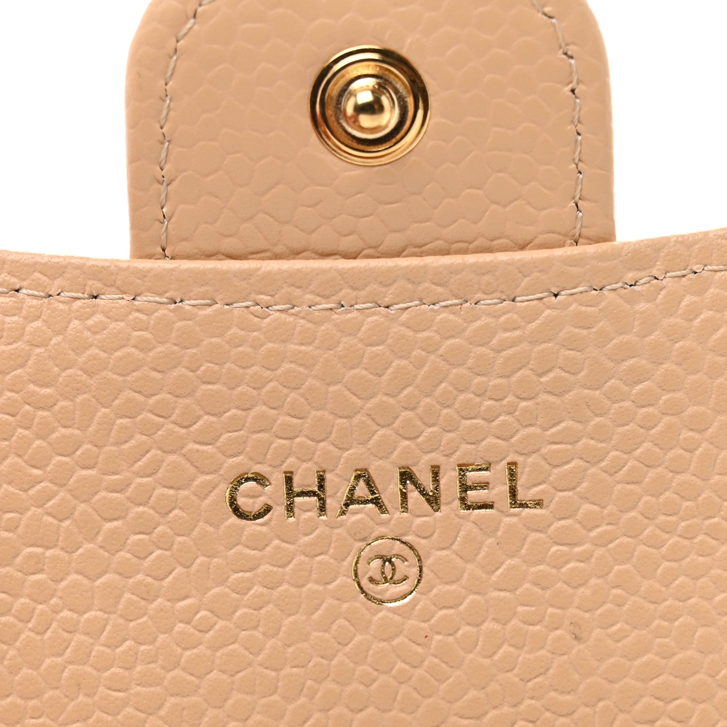 Chanel Caviar Quilted Flap Card Holder Wallet Beige 7 of 9