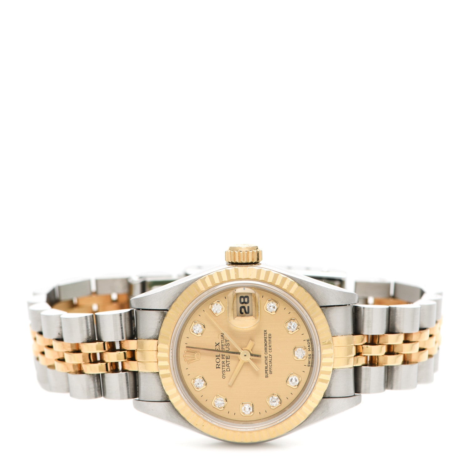 Rolex Stainless Steel 18K Yellow Gold Diamond 26mm Oyster Perpetual Datejust Watch Champagne 79173 2 of 6