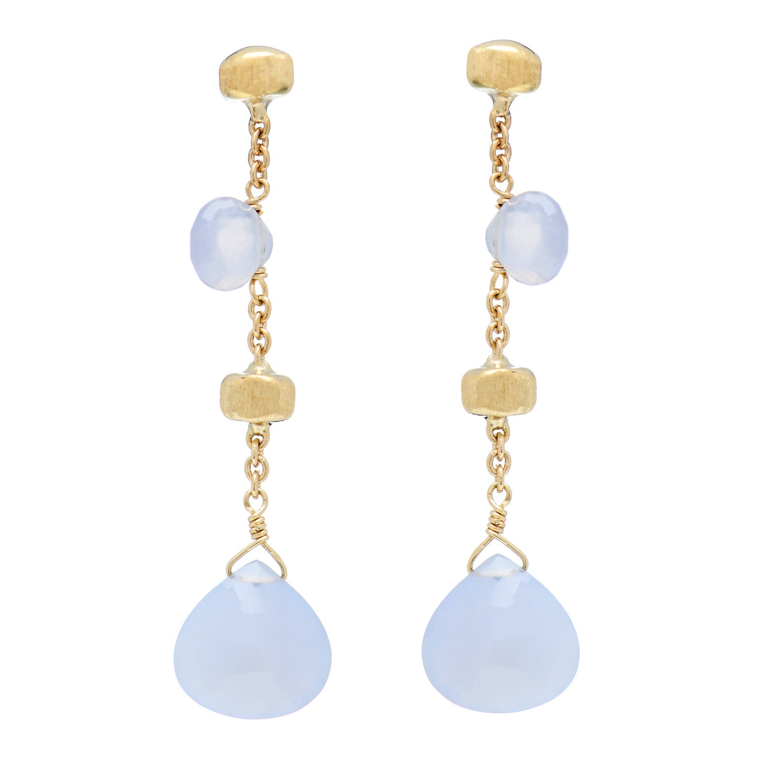 Marco Bicego 18K Yellow Gold Chalcedony Paradise Drop Earrings 1 of 5