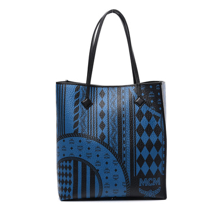 MCM Visetos Baroque Print Kira North South Shopper Tote Blue 2 of 11