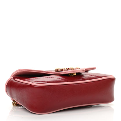 Gucci Azalea Calfskin Enamel Matelasse Diagonal Super Mini Torchon GG Marmont Shoulder Bag New Cherry Red Wild Rose 4 of 11