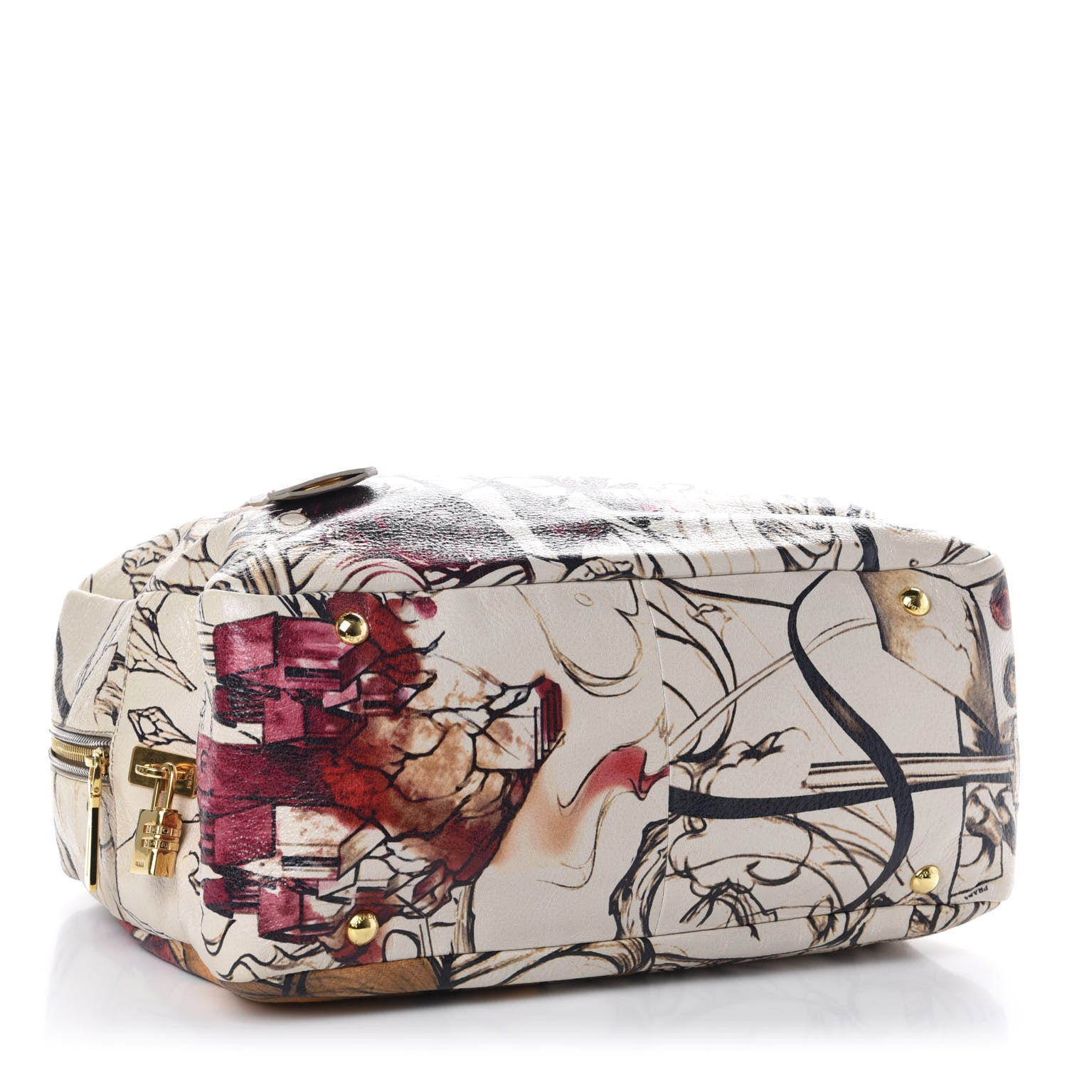 Prada X JAMES JEAN Cervo Lux Fairy Print Large Double Handle Boston Bag Prugna 5 of 11