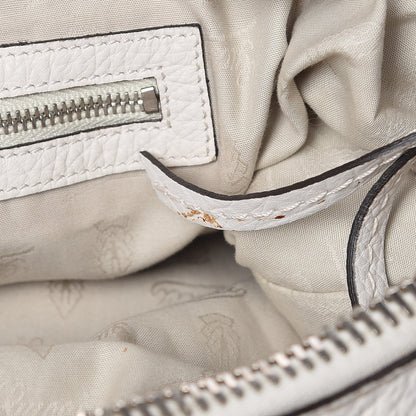 Gucci Pebbled Calfskin Large Bamboo Bar Tassel Shoulder Bag White 10 of 17