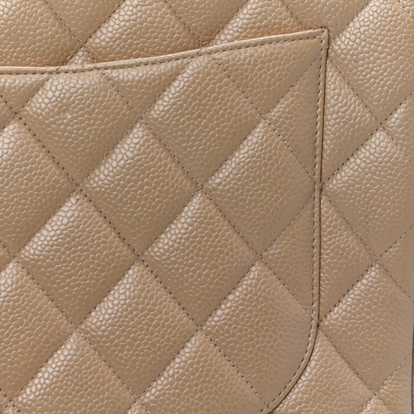 Caviar Quilted Jumbo Single Flap Beige
