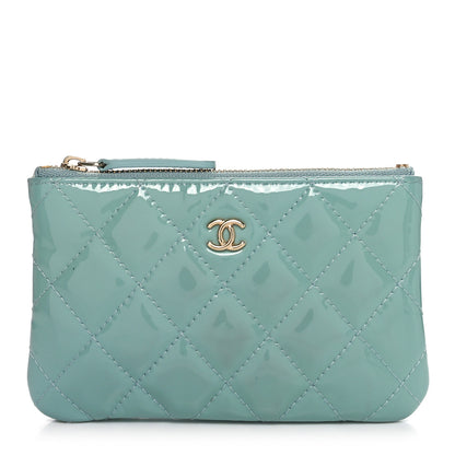 Chanel Patent Quilted Small Cosmetic Case Light Blue 1 of 8