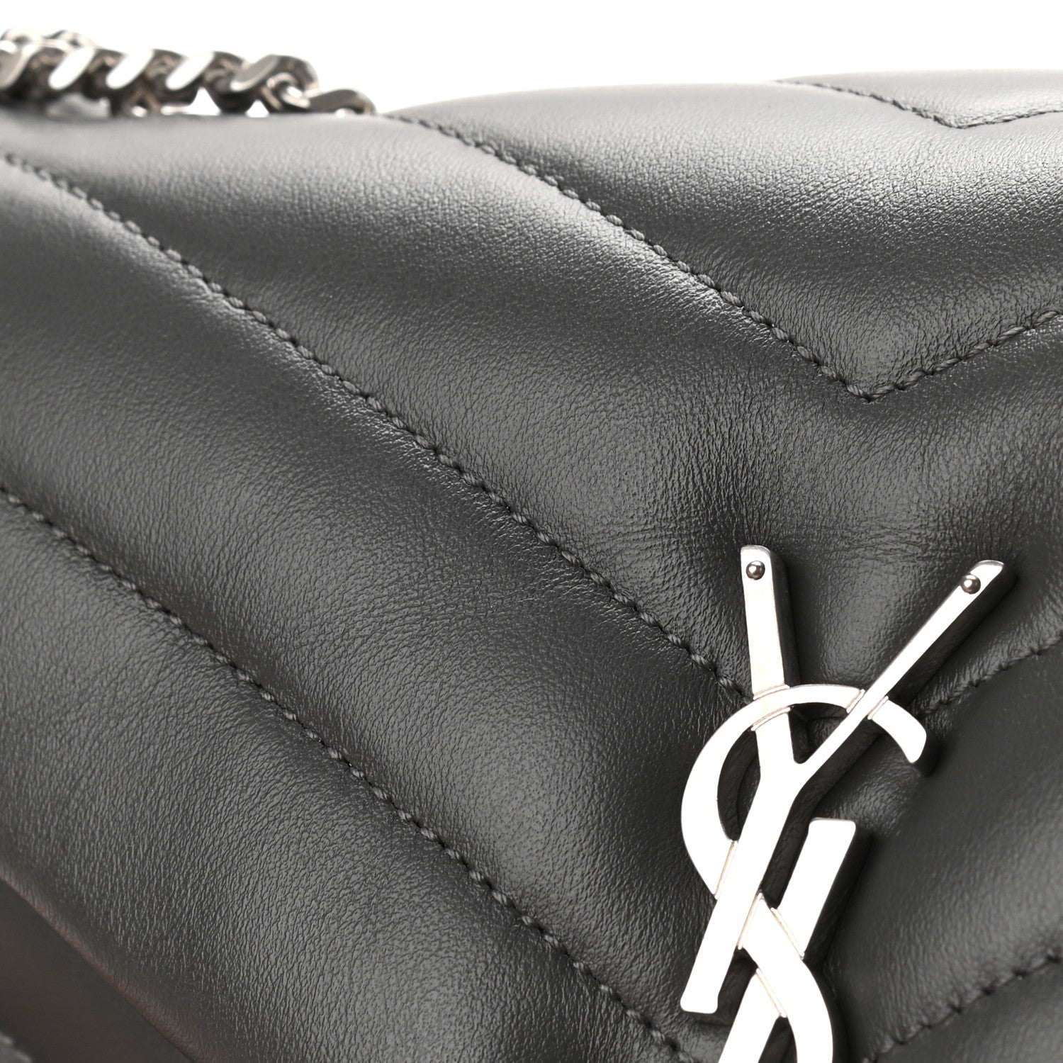 Saint Laurent Calfskin Y Quilted Monogram Small Loulou Chain Satchel Storm 11 of 11