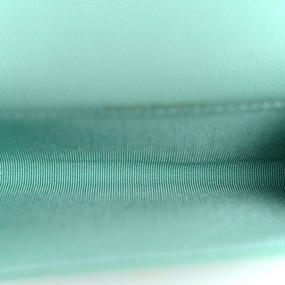Chanel Caviar Quilted Flap Card Holder Wallet Light Green 5 of 9
