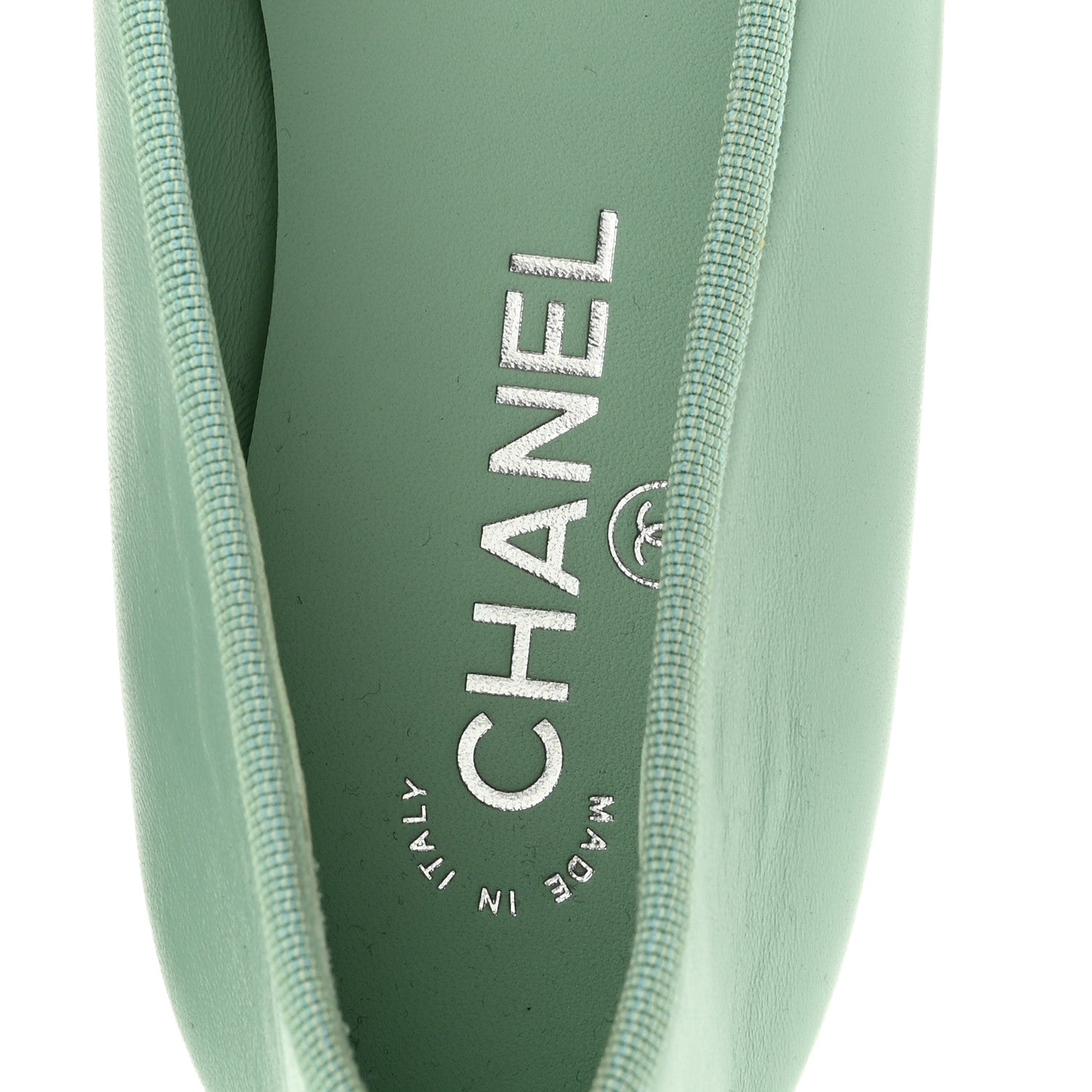 Chanel Lambskin CC Cap Toe Ballerina Flats 39 Light Green White 7 of 10