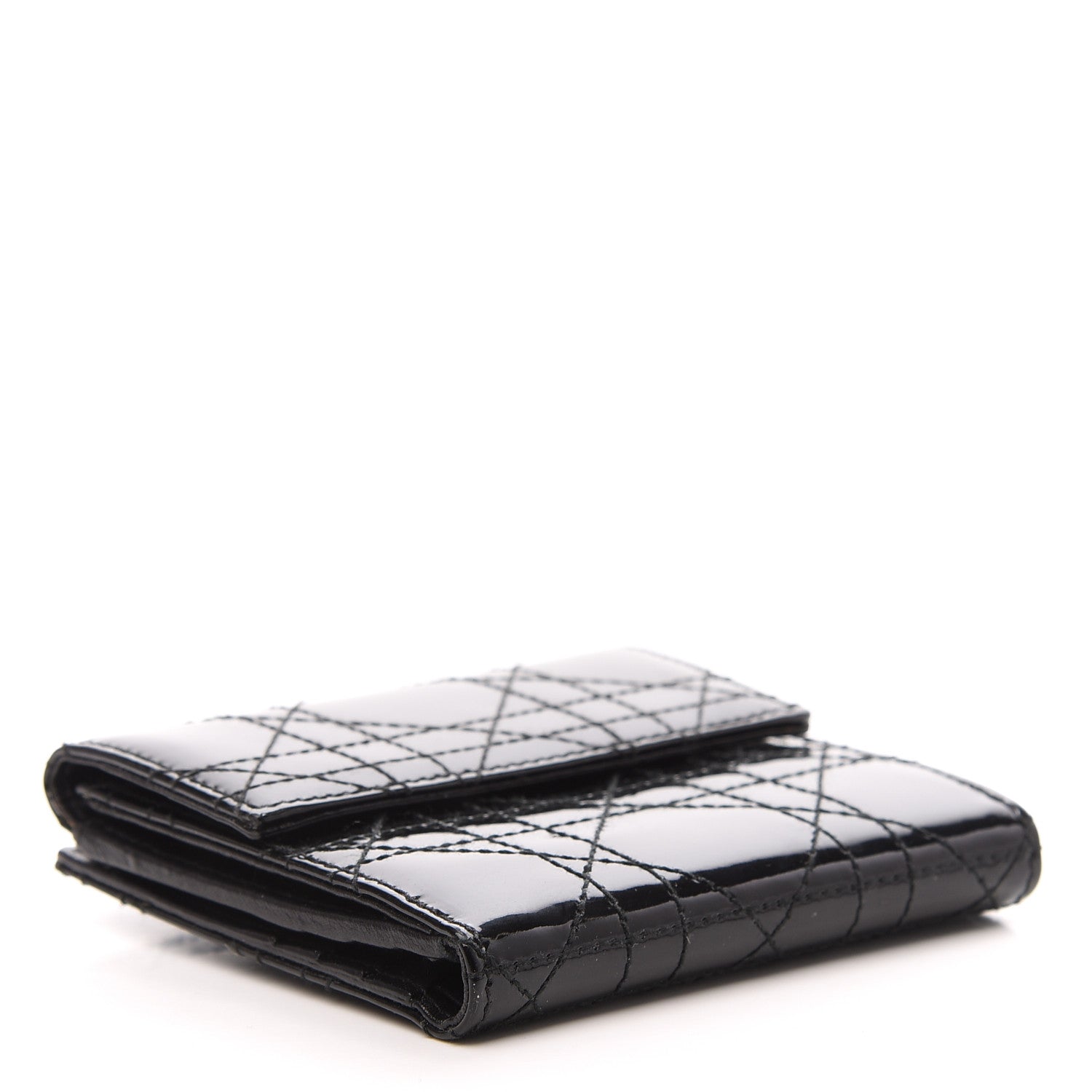 Christian Dior Patent Cannage Lady Dior Compact Wallet Black 4 of 7